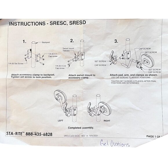 Gel Ovations Sta-Rite Elbow Stops 4x3 Pad SRESC, SRESD Sold as Pair (2) - Picture 7 of 7